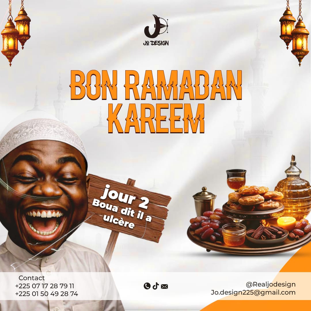 Visuel Bon Ramadan Kareem, ambiance dorée et humoristique