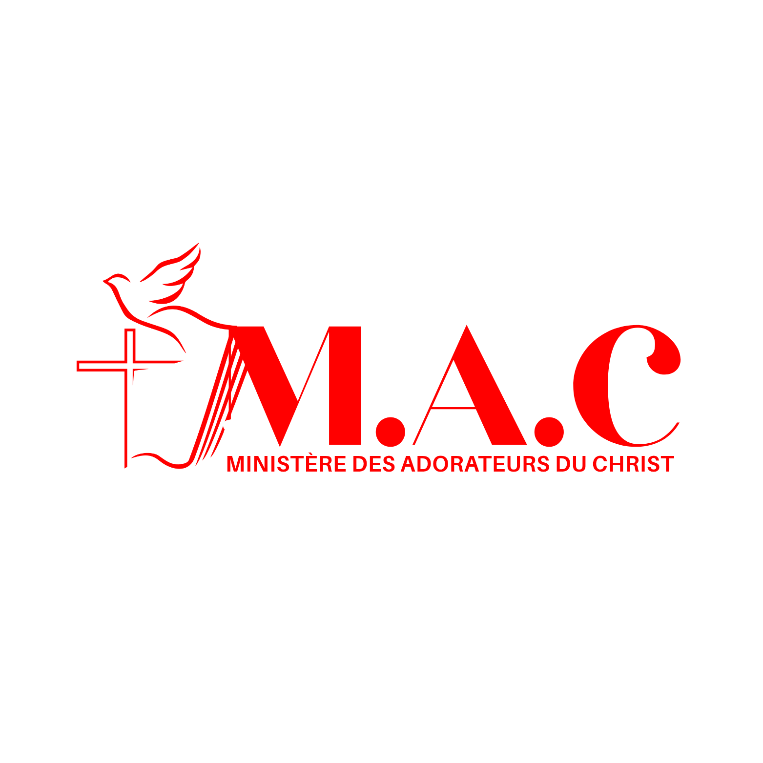 Logo M.A.C Ministère des Adorateurs du Christ, colombe et croix rouges