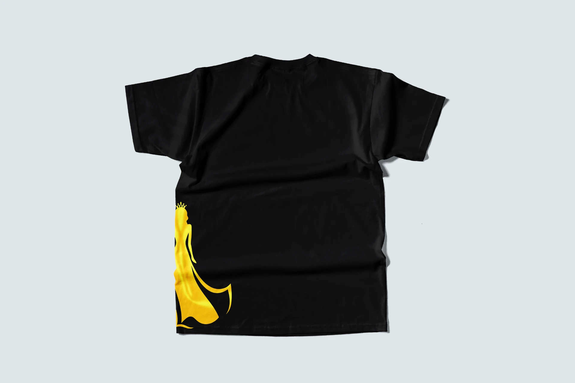 T-shirt noir Miss Gban 1ère édition (dos) avec silhouette couronnée dorée
