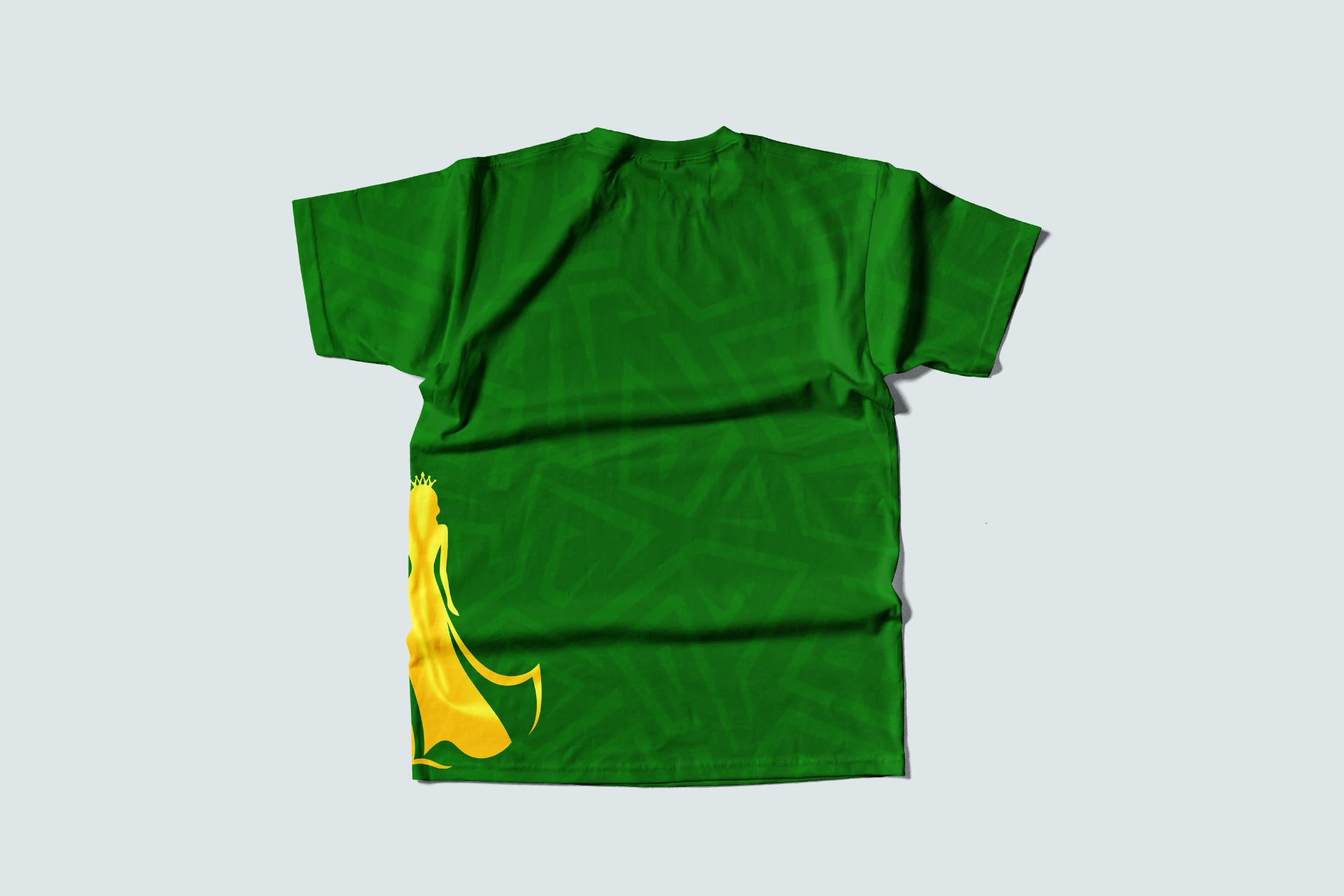 T-shirt vert Miss Gban 1ère édition (dos) avec silhouette couronnée dorée