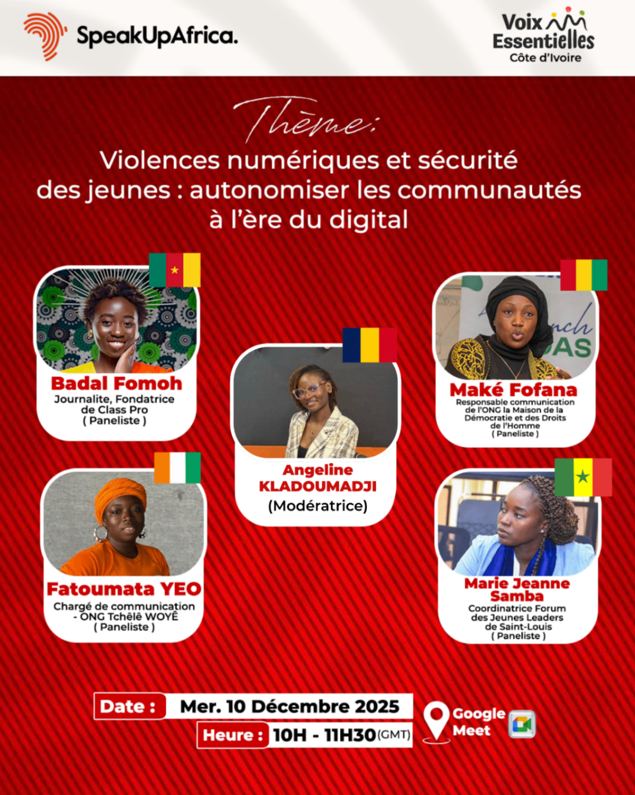 Visuel de panel sur les violences numériques avec cinq intervenantes