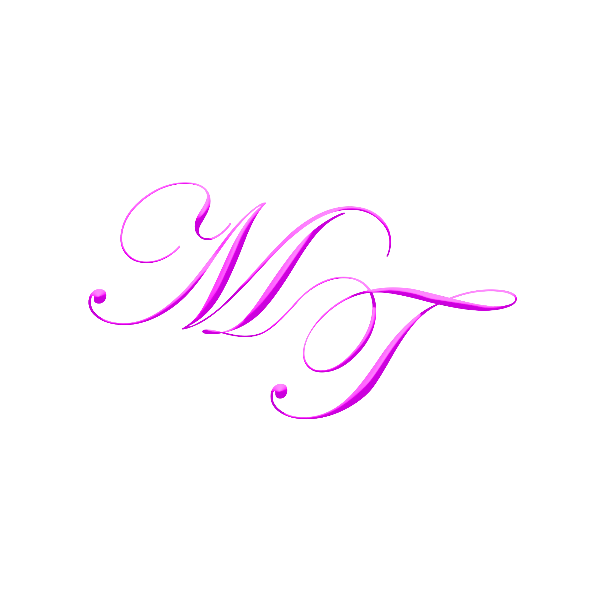 Monogramme calligraphié MT rose sur fond transparent